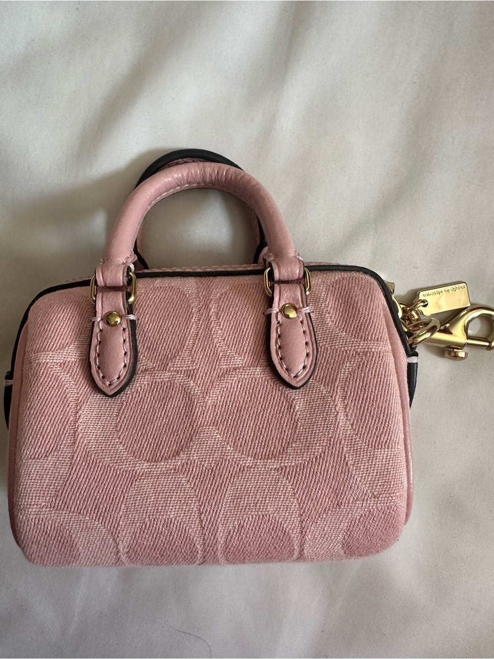 Coach pink denim mini Rowan charm - Picture 2 of 3